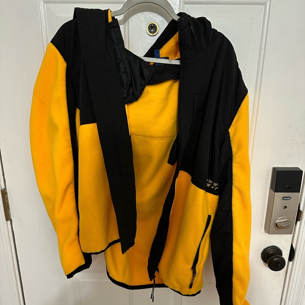 h&m orange black ski jacket pockets hoodie